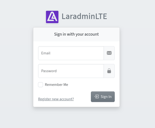 LaradminLTE Login Example